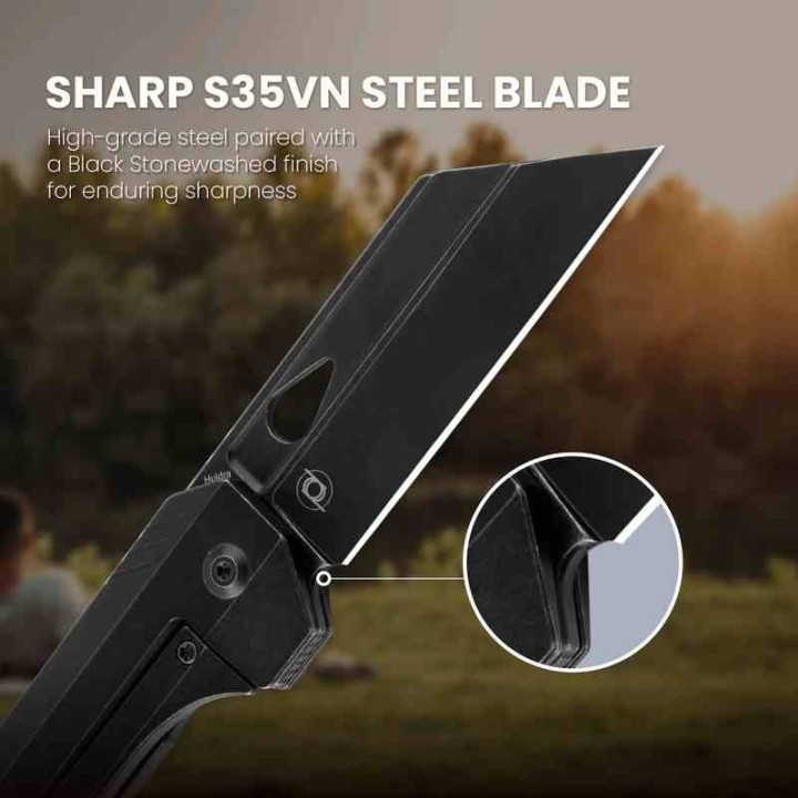 Couteau Kizer Huldra Black Manche Titane Lame Tanto Reverse Acier S35VN Black Frame Lock IKBS KI3665A1 - Livraison Gratuite