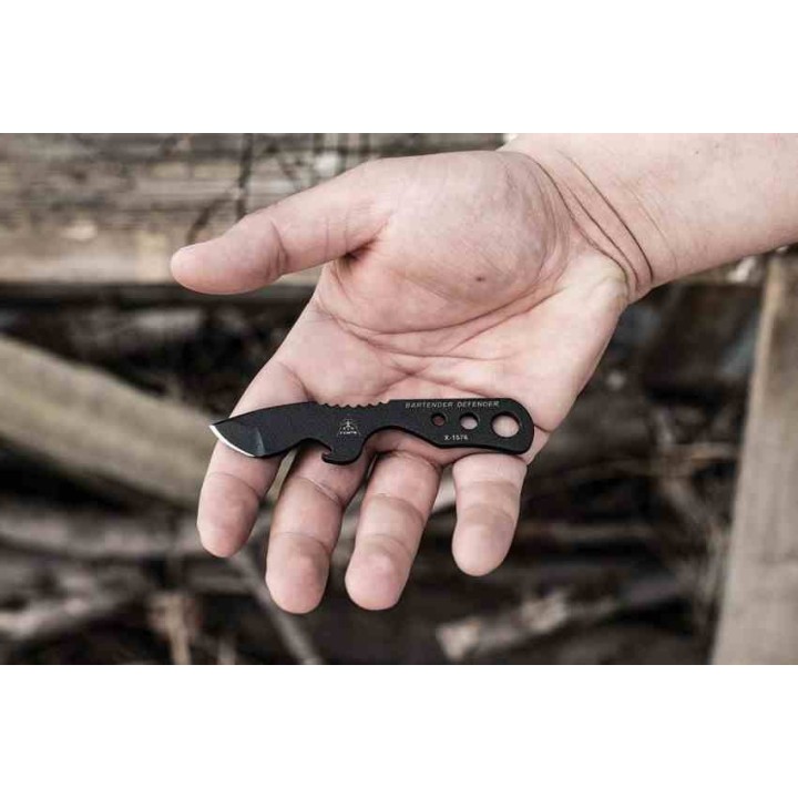 Couteau TOPS Bartender Defender Neck Lame Acier Carbone 1095 Black Etui Kydex USA TPBAR01 - Livraison Gratuite