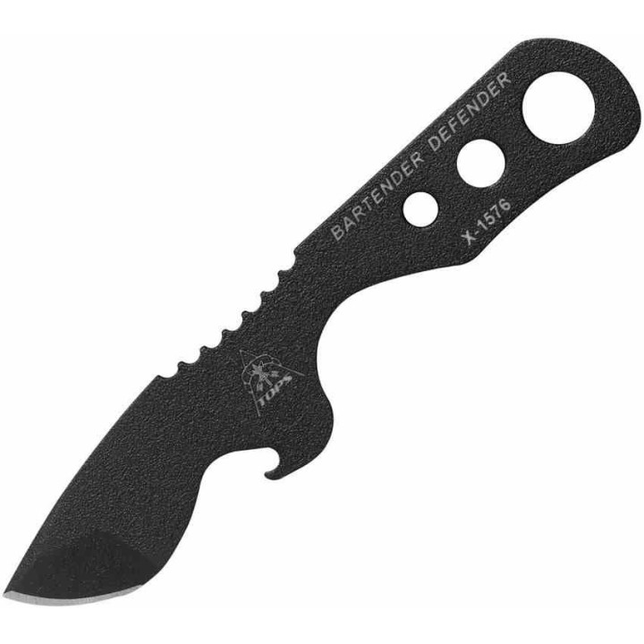 Couteau TOPS Bartender Defender Neck Lame Acier Carbone 1095 Black Etui Kydex USA TPBAR01 - Livraison Gratuite