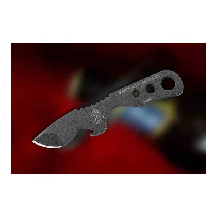Couteau TOPS Bartender Defender Neck Lame Acier Carbone 1095 Black Etui Kydex USA TPBAR01 - Livraison Gratuite