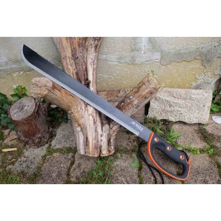 BIG Machette Guide d'Amazonie Lame Acier 3Cr13 Fonction Scie Manche ABS Black Orange Etui Nylon - Livraison Gratuite