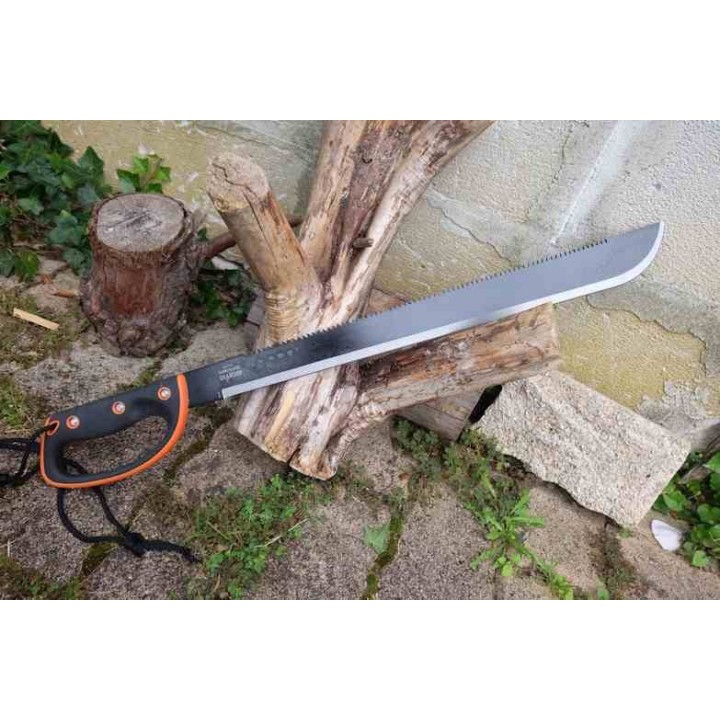 BIG Machette Guide d'Amazonie Lame Acier 3Cr13 Fonction Scie Manche ABS Black Orange Etui Nylon - Livraison Gratuite