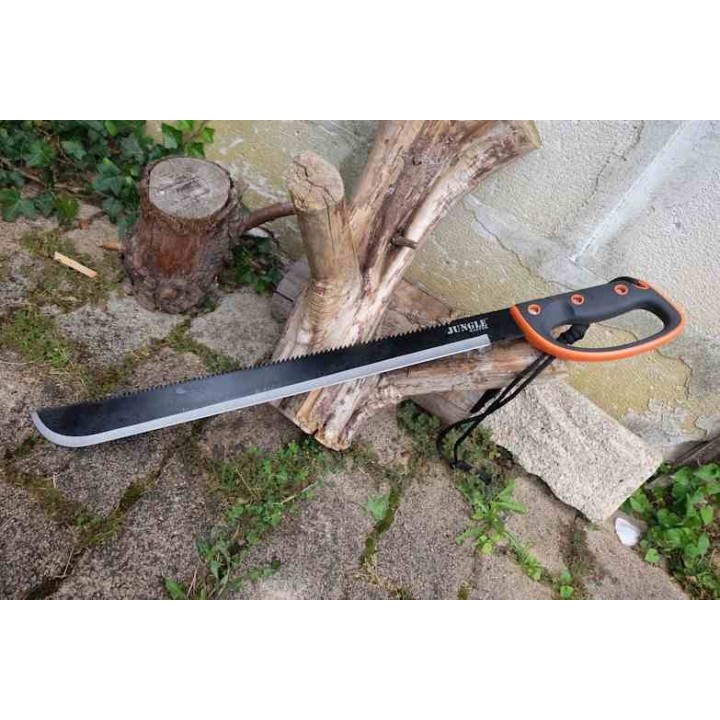 BIG Machette Guide d'Amazonie Lame Acier 3Cr13 Fonction Scie Manche ABS Black Orange Etui Nylon - Livraison Gratuite