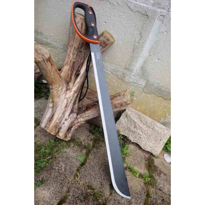 BIG Machette Guide d'Amazonie Lame Acier 3Cr13 Fonction Scie Manche ABS Black Orange Etui Nylon - Livraison Gratuite