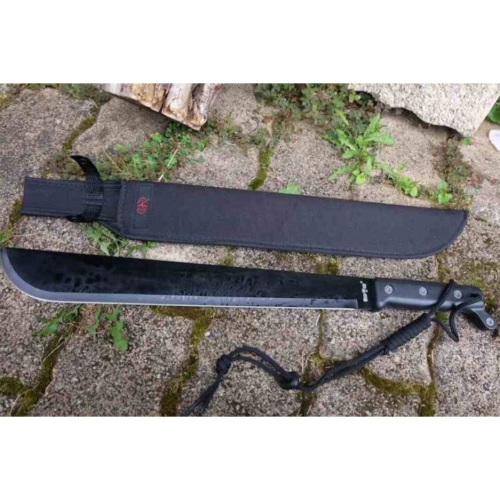 Coupe Coupe Bowie Machette Guide Alaska Lame Acier 3Cr13 Manche ABS Black Etui Nylon Survivaliste - Livraison Gratuite