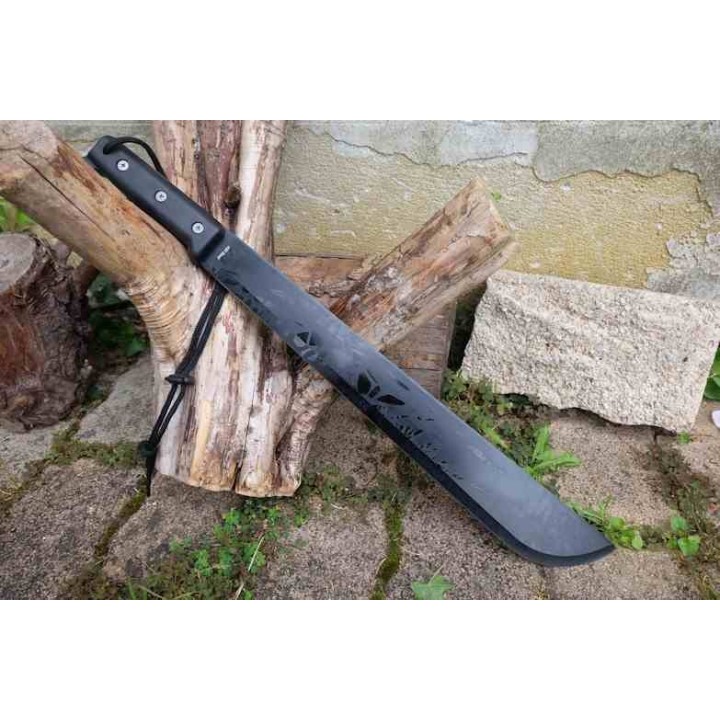 Coupe Coupe Bowie Machette Guide Alaska Lame Acier 3Cr13 Manche ABS Black Etui Nylon Survivaliste - Livraison Gratuite
