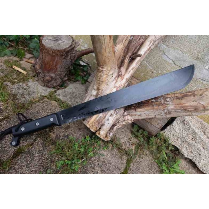 Coupe Coupe Bowie Machette Guide Alaska Lame Acier 3Cr13 Manche ABS Black Etui Nylon Survivaliste - Livraison Gratuite