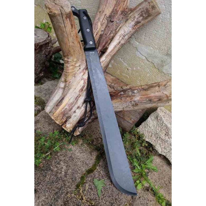 Coupe Coupe Bowie Machette Guide Alaska Lame Acier 3Cr13 Manche ABS Black Etui Nylon Survivaliste - Livraison Gratuite