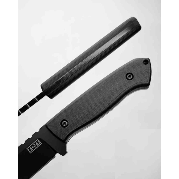 Couteau ZA-PAS Ultra Outdoor Black Manche G10 Lame Acier NMV O2 Carbone Etui Kydex Made Poland ZPKS0030 - Livraison Gratuite