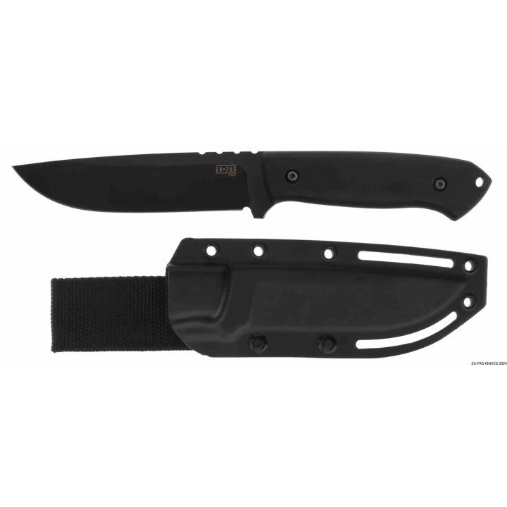 Couteau ZA-PAS Ultra Outdoor Black Manche G10 Lame Acier NMV O2 Carbone Etui Kydex Made Poland ZPKS0030 - Livraison Gratuite