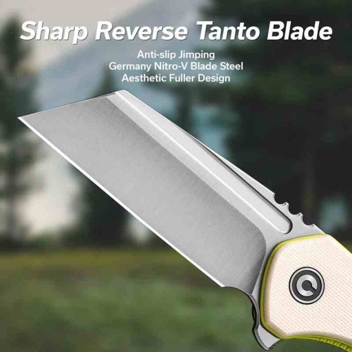 Couteau CIVIVI ExOne Ivory Manche G10 Lame Tanto Reverse Nitro-V IKBS Linerlock Clip CIVC230362 - Livraison Gratuite