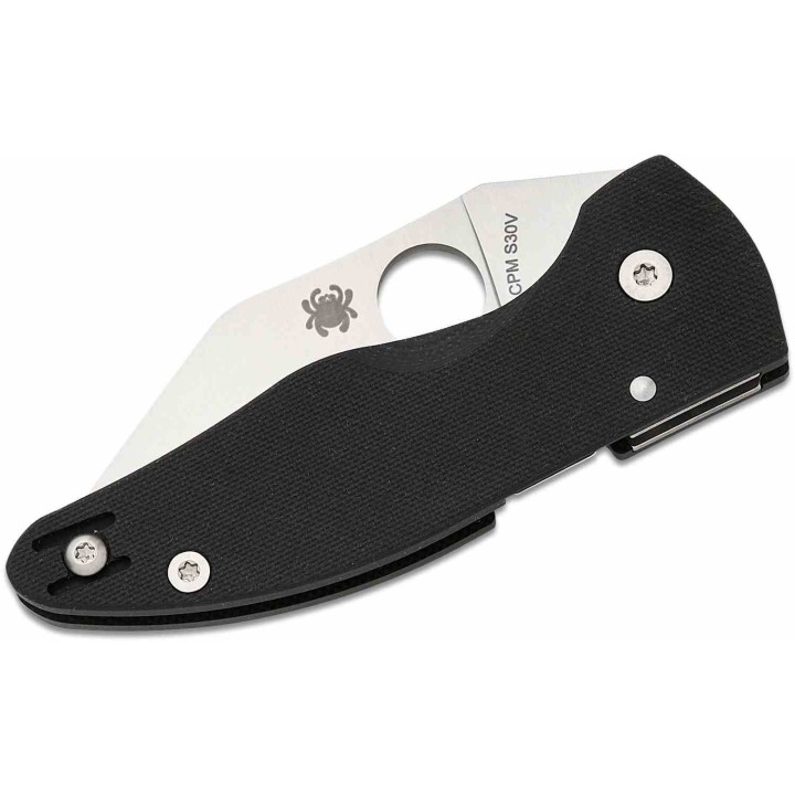 Couteau Spyderco MicroJimbo Black Manche G10 Lame Acier S30V Wharncliffe Compression Lock Clip USA SC264GP - Livraison Gratuite