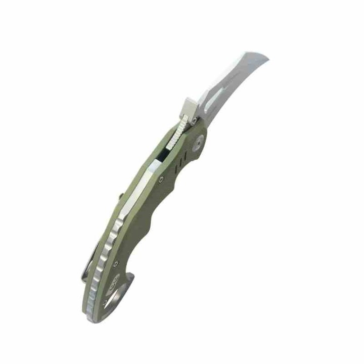 Couteau Kubey Mini Wrath Karambit Green Manche G10 Lame Acier 14C28N Blade IKBS Linerlock Clip KUB262B - Livraison Gratuite