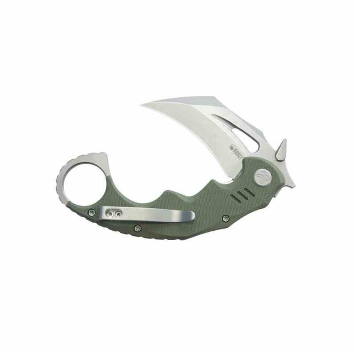 Couteau Kubey Mini Wrath Karambit Green Manche G10 Lame Acier 14C28N Blade IKBS Linerlock Clip KUB262B - Livraison Gratuite