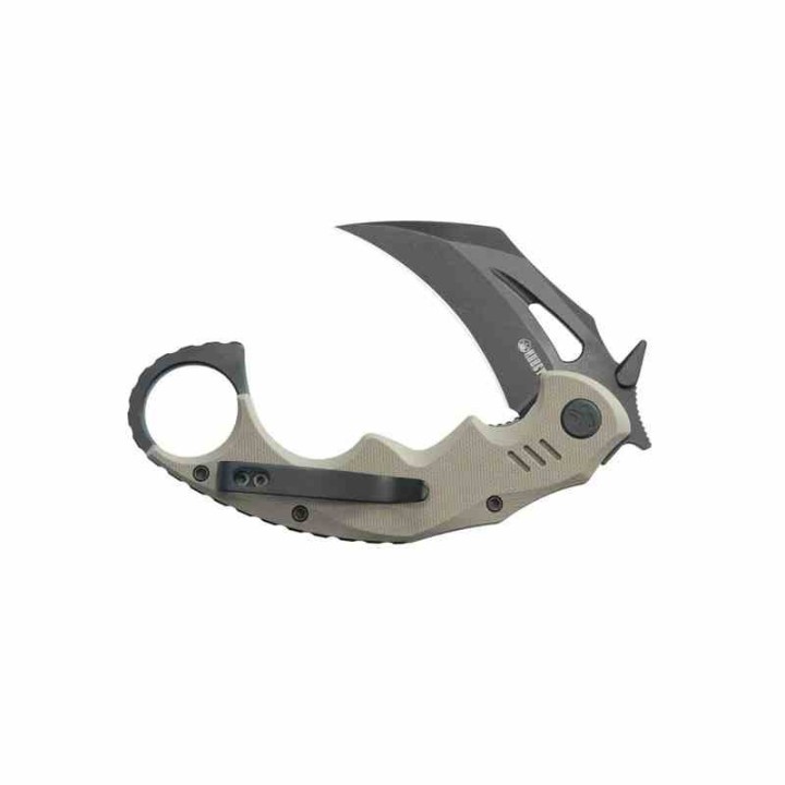 Couteau Kubey Mini Wrath Karambit Tan Manche G10 Lame Acier 14C28N BLK IKBS Linerlock Clip KUB262G - Livraison Gratuite
