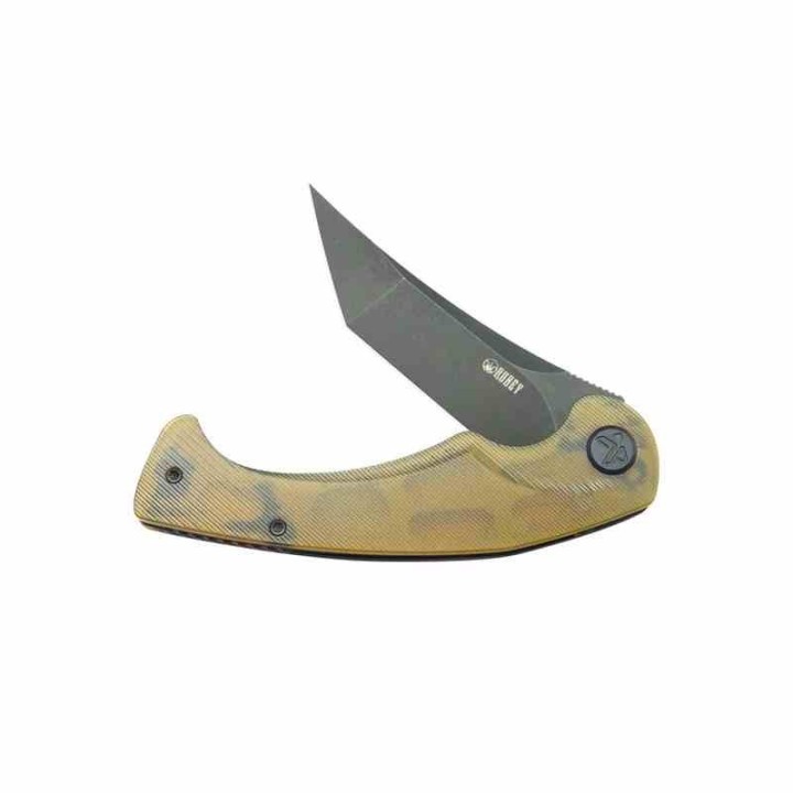 Couteau Kubey Scimitar Yellow Manche Ultem Lame Tanto Acier 14C28N BLK IKBS Linerlock Clip KUB175D - Livraison Gratuite