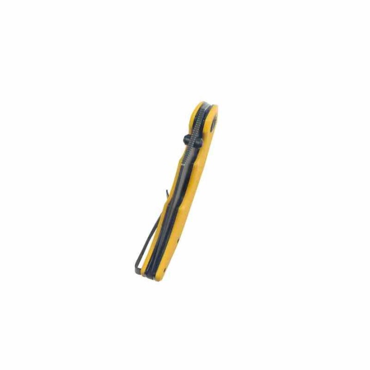 Couteau Kubey Ceto Camping Yellow Manche G-10 Lame Acier 14C28N Blackwash IKBS Linerlock Clip KUB181G - Livraison Gratuite