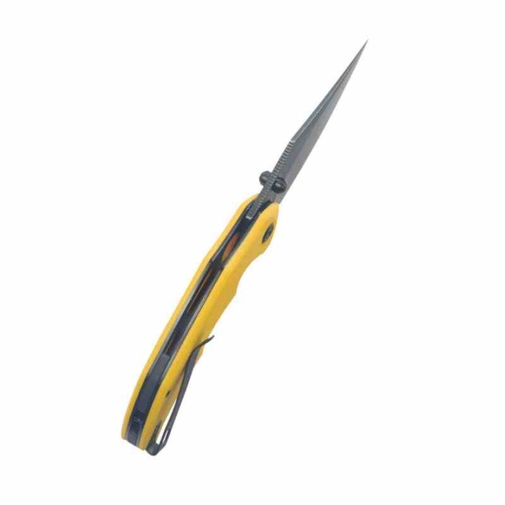 Couteau Kubey Ceto Camping Yellow Manche G-10 Lame Acier 14C28N Blackwash IKBS Linerlock Clip KUB181G - Livraison Gratuite
