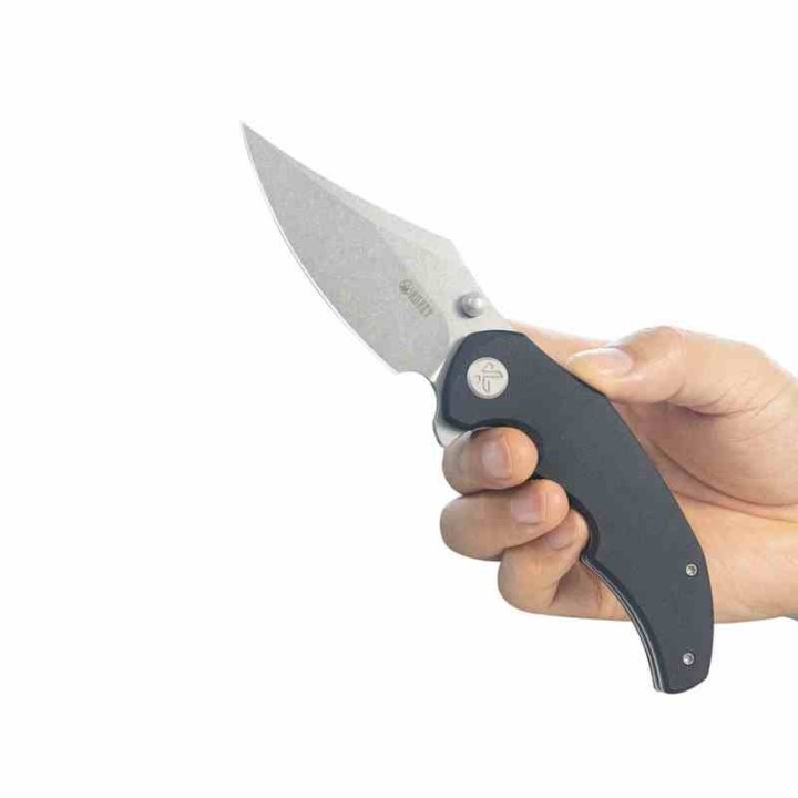 Couteau Kubey Ceto Camping Black Manche G-10 Lame Acier 14C28N Stonewash IKBS Linerlock Clip KUB181A - Livraison Gratuite 