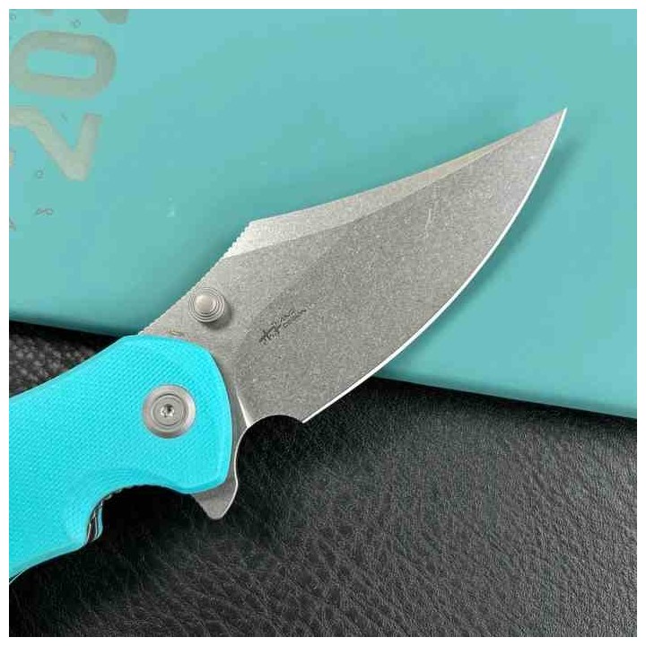 Couteau Kubey Ceto Camping Tiffany Blue Manche G-10 Lame Acier 14C28N SW IKBS Linerlock Clip KUB181B - Livraison Gratuite