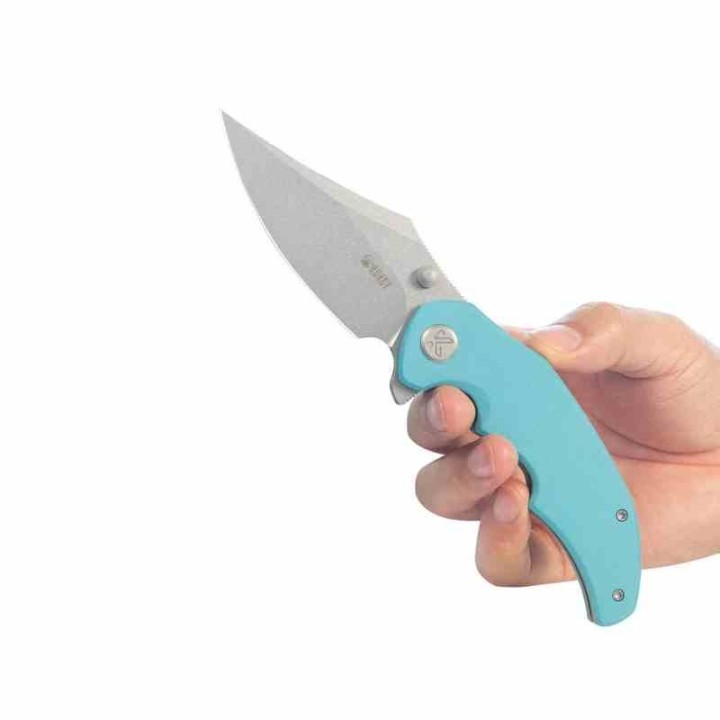 Couteau Kubey Ceto Camping Tiffany Blue Manche G-10 Lame Acier 14C28N SW IKBS Linerlock Clip KUB181B - Livraison Gratuite