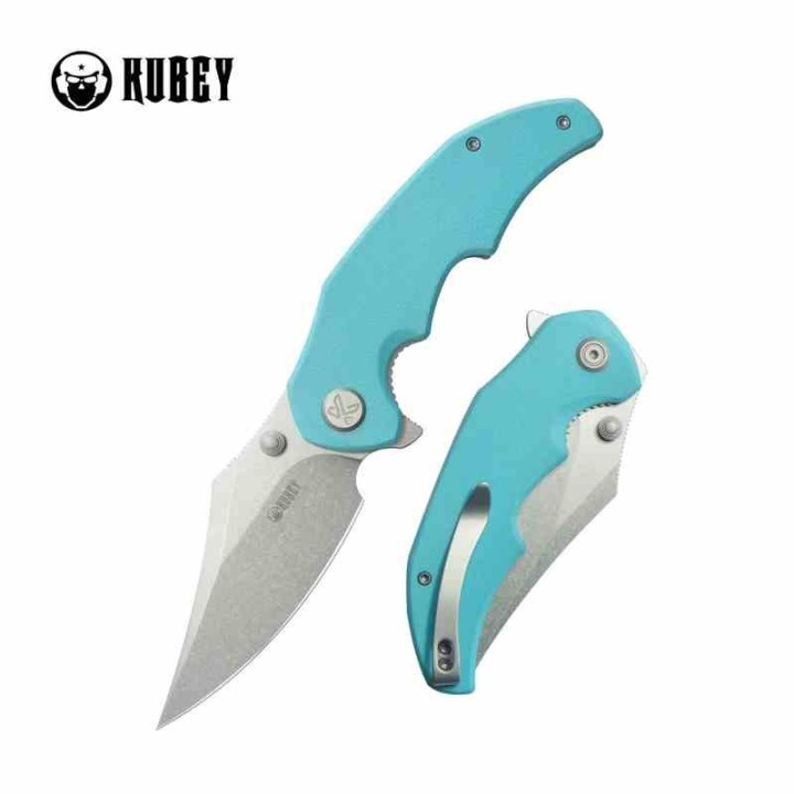 Couteau Kubey Ceto Camping Tiffany Blue Manche G-10 Lame Acier 14C28N SW IKBS Linerlock Clip KUB181B - Livraison Gratuite