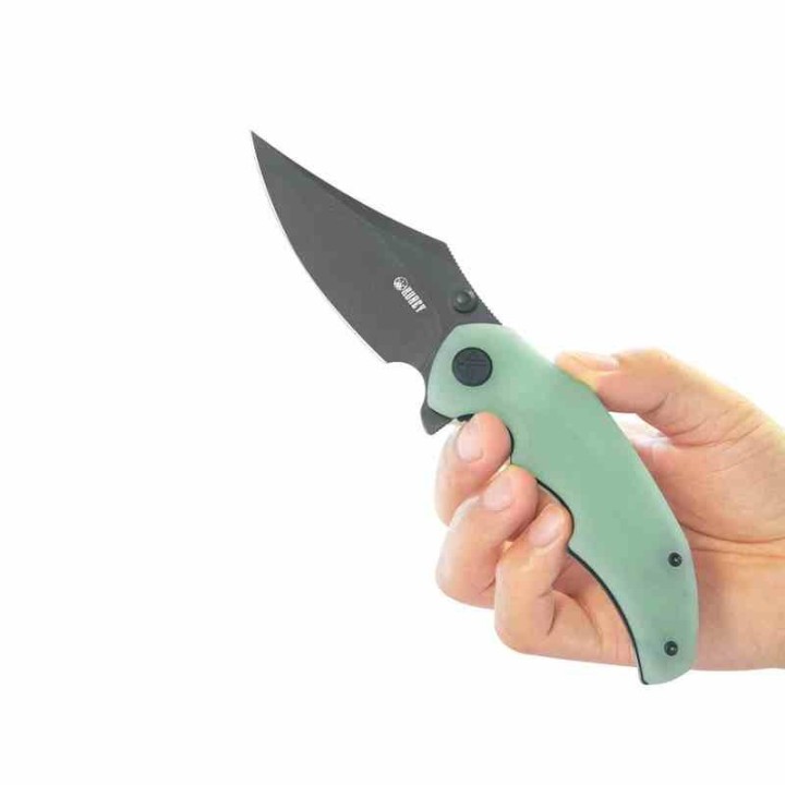 Couteau Kubey Ceto Camping Jade Manche G-10 Lame Acier 14C28N BLK IKBS Linerlock Clip KUB181F - Livraison Gratuite