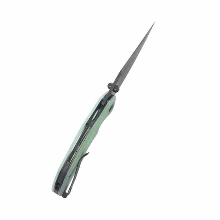 Couteau Kubey Ceto Camping Jade Manche G-10 Lame Acier 14C28N BLK IKBS Linerlock Clip KUB181F - Livraison Gratuite