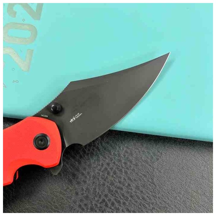 Couteau Kubey Ceto Camping Red Manche G-10 Lame Acier 14C28N BLK IKBS Linerlock Clip KUB181E - Livraison Gratuite