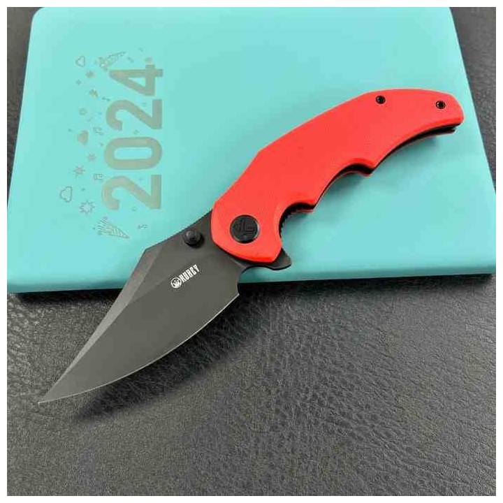 Couteau Kubey Ceto Camping Red Manche G-10 Lame Acier 14C28N BLK IKBS Linerlock Clip KUB181E - Livraison Gratuite