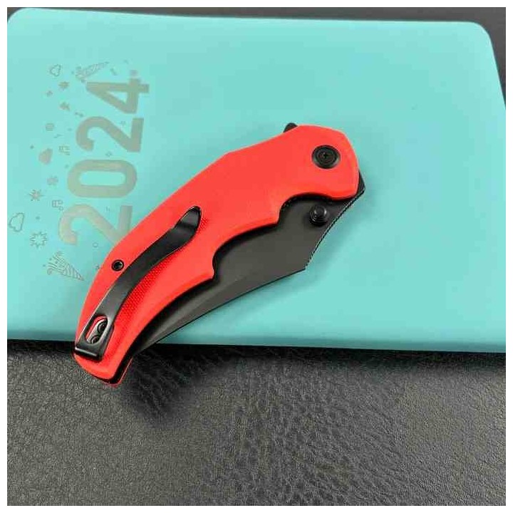 Couteau Kubey Ceto Camping Red Manche G-10 Lame Acier 14C28N BLK IKBS Linerlock Clip KUB181E - Livraison Gratuite