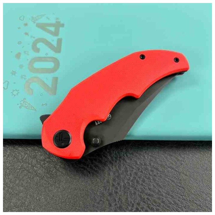 Couteau Kubey Ceto Camping Red Manche G-10 Lame Acier 14C28N BLK IKBS Linerlock Clip KUB181E - Livraison Gratuite