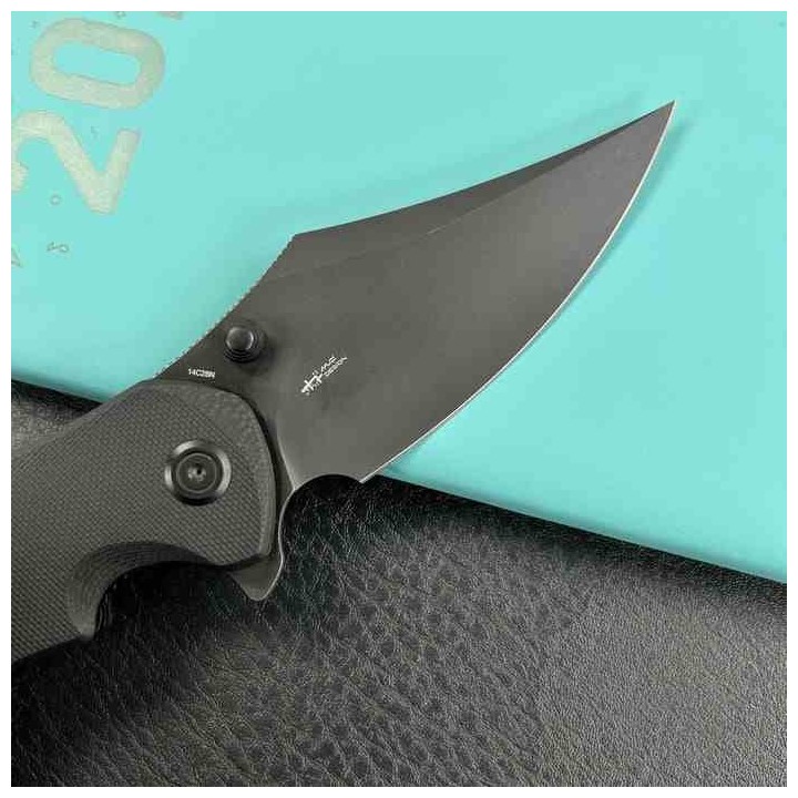 Couteau Kubey Ceto Camping Black Manche G-10 Lame Acier 14C28N BLK IKBS Linerlock Clip KUB181D - Livraison Gratuite