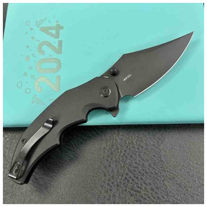 Couteau Kubey Ceto Camping Black Manche G-10 Lame Acier 14C28N BLK IKBS Linerlock Clip KUB181D - Livraison Gratuite