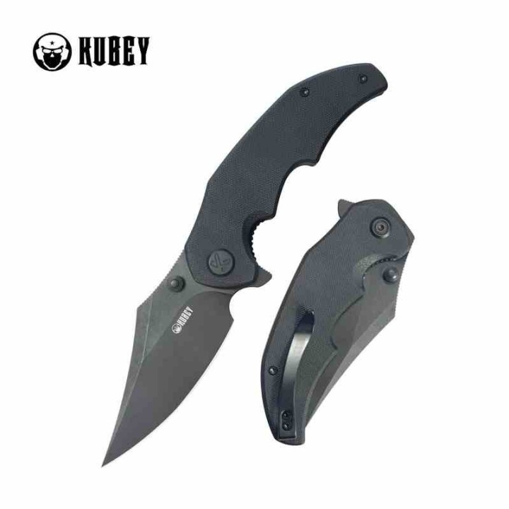 Couteau Kubey Ceto Camping Black Manche G-10 Lame Acier 14C28N BLK IKBS Linerlock Clip KUB181D - Livraison Gratuite