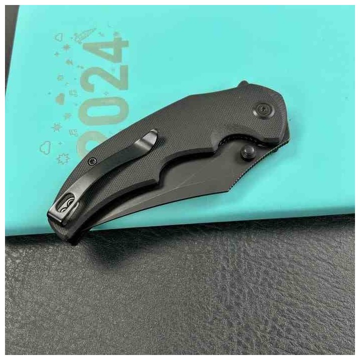 Couteau Kubey Ceto Camping Black Manche G-10 Lame Acier 14C28N BLK IKBS Linerlock Clip KUB181D - Livraison Gratuite