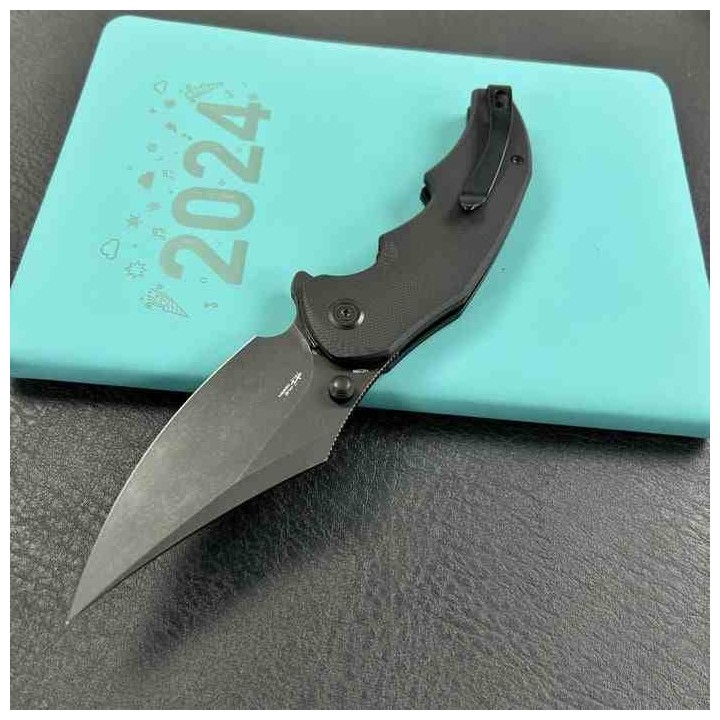 Couteau Kubey Ceto Camping Black Manche G-10 Lame Acier 14C28N BLK IKBS Linerlock Clip KUB181D - Livraison Gratuite