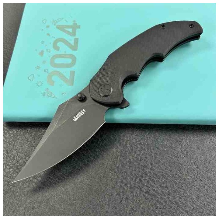 Couteau Kubey Ceto Camping Black Manche G-10 Lame Acier 14C28N BLK IKBS Linerlock Clip KUB181D - Livraison Gratuite