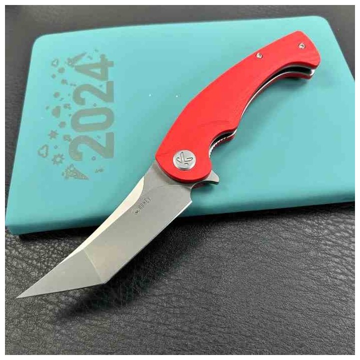 Couteau Kubey Scimitar Red Manche G10 Lame Tanto Acier 14C28N BLK IKBS Linerlock Clip KUB175E - Livraison Gratuite