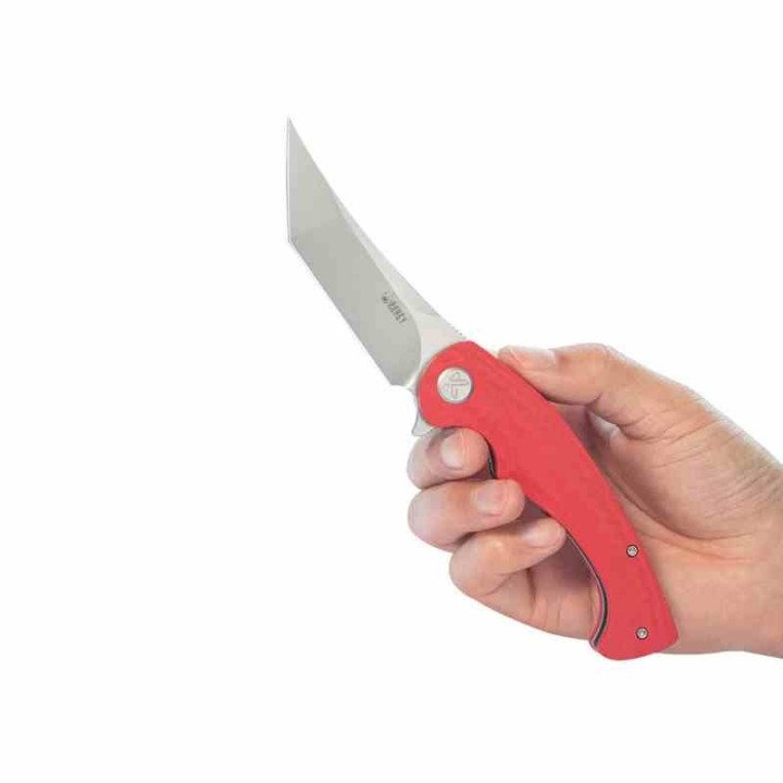 Couteau Kubey Scimitar Red Manche G10 Lame Tanto Acier 14C28N BLK IKBS Linerlock Clip KUB175E - Livraison Gratuite
