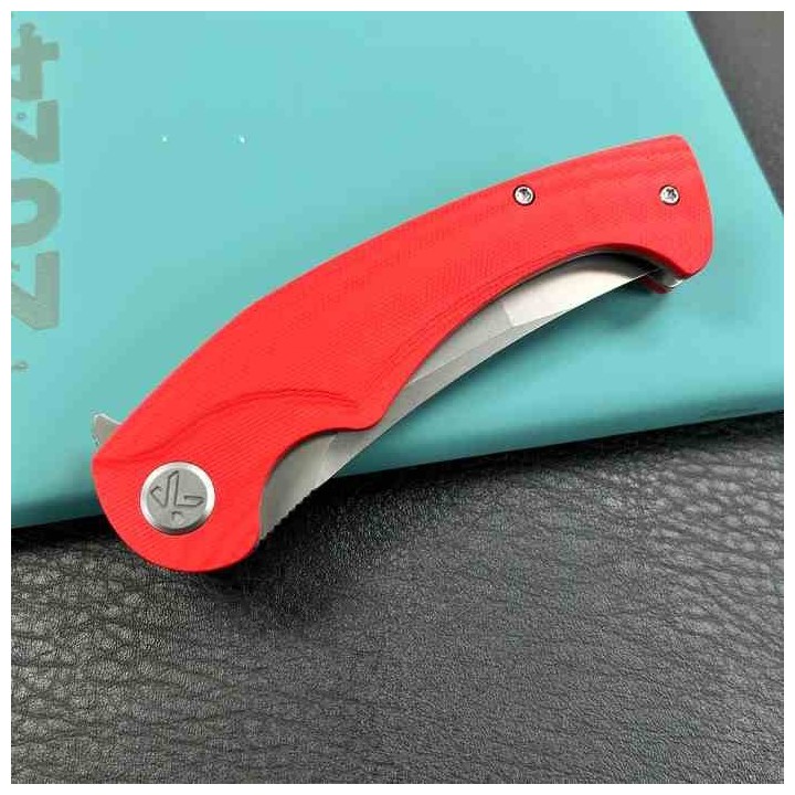 Couteau Kubey Scimitar Red Manche G10 Lame Tanto Acier 14C28N BLK IKBS Linerlock Clip KUB175E - Livraison Gratuite