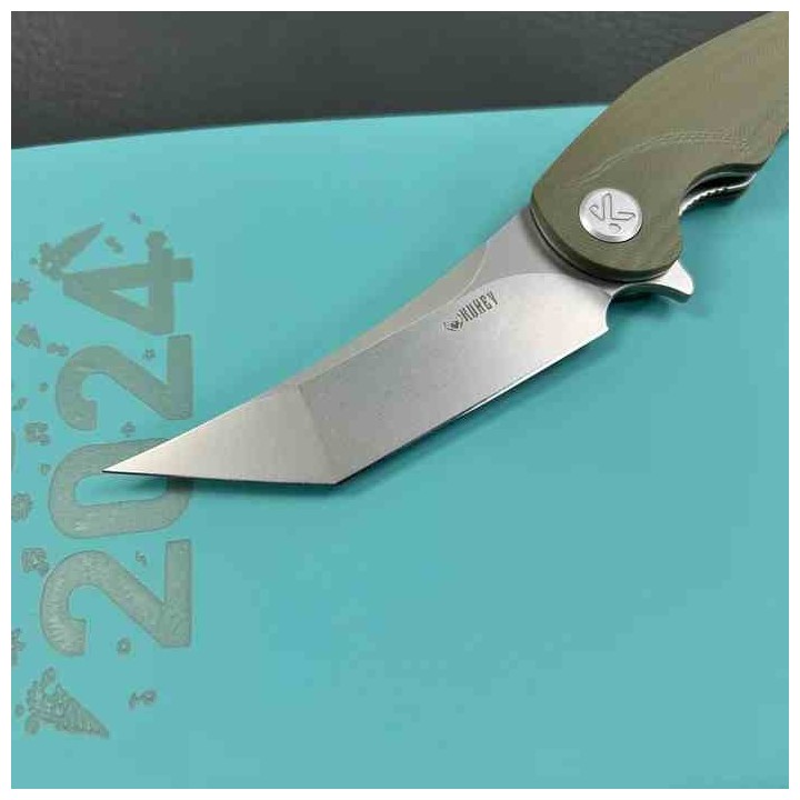 Couteau Kubey Scimitar Green Manche G10 Lame Tanto Acier 14C28N IKBS Linerlock Clip KUB175A - Livraison Gratuite