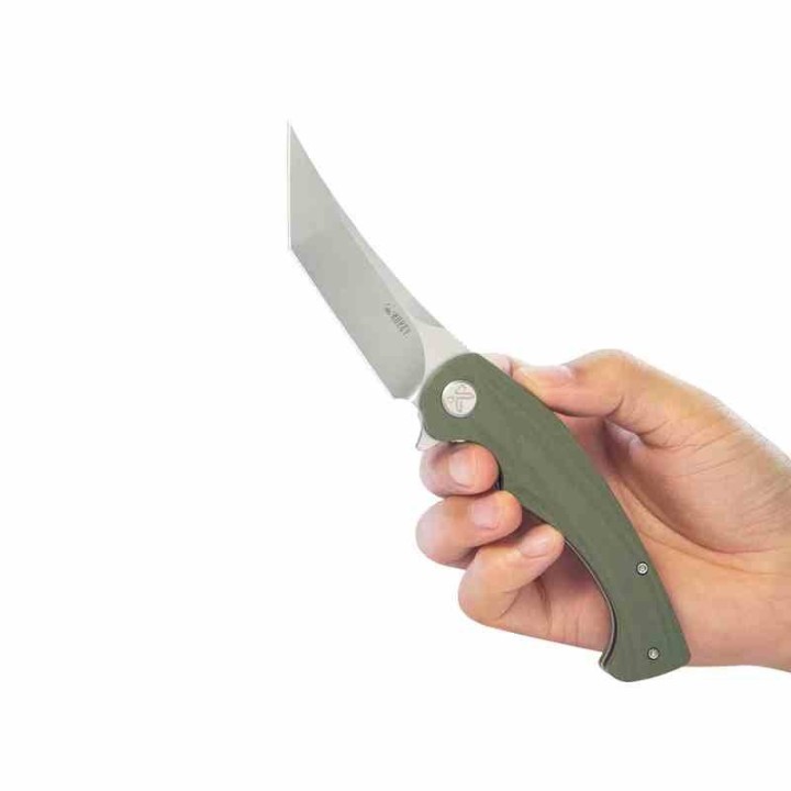 Couteau Kubey Scimitar Green Manche G10 Lame Tanto Acier 14C28N IKBS Linerlock Clip KUB175A - Livraison Gratuite