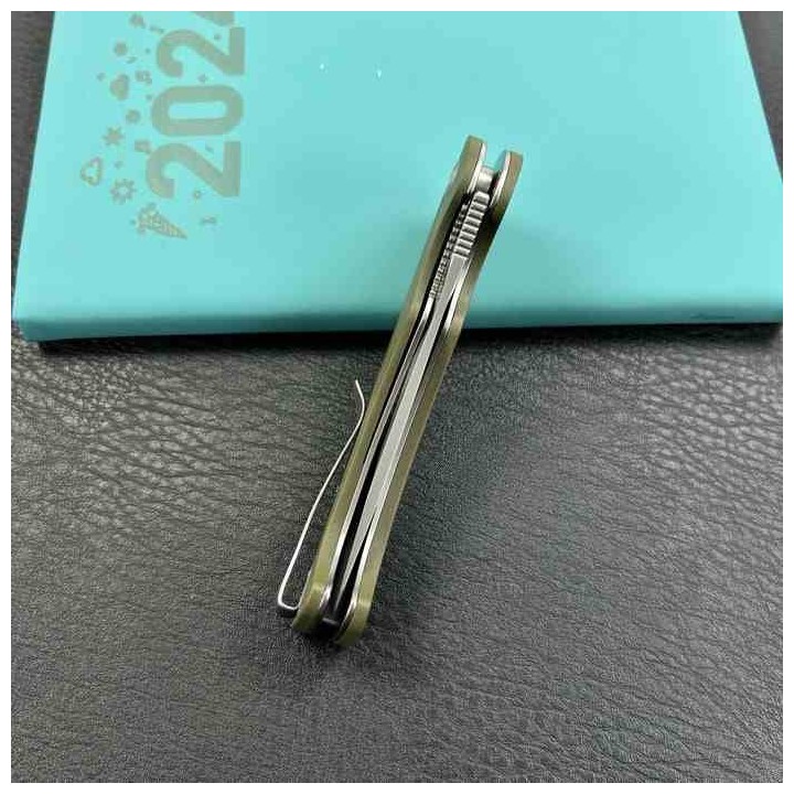 Couteau Kubey Scimitar Green Manche G10 Lame Tanto Acier 14C28N IKBS Linerlock Clip KUB175A - Livraison Gratuite