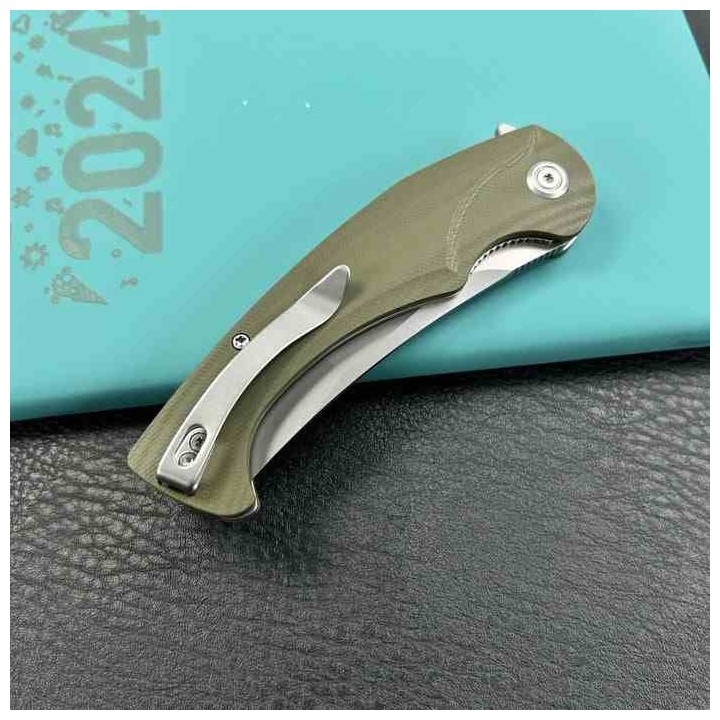 Couteau Kubey Scimitar Green Manche G10 Lame Tanto Acier 14C28N IKBS Linerlock Clip KUB175A - Livraison Gratuite