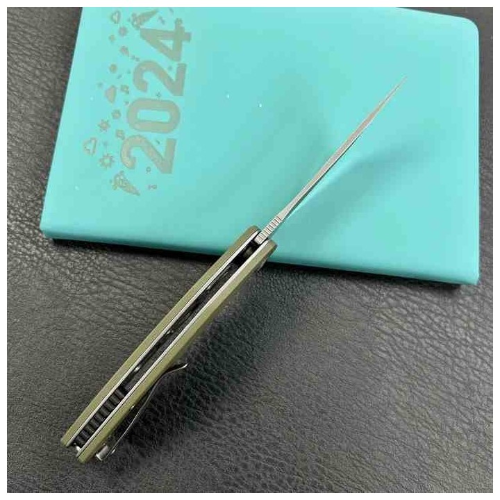 Couteau Kubey Scimitar Green Manche G10 Lame Tanto Acier 14C28N IKBS Linerlock Clip KUB175A - Livraison Gratuite