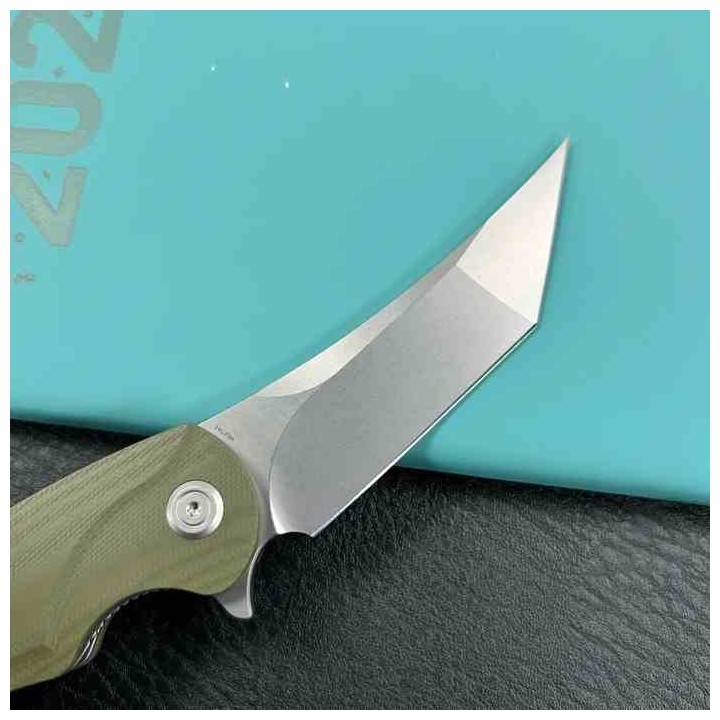 Couteau Kubey Scimitar Green Manche G10 Lame Tanto Acier 14C28N IKBS Linerlock Clip KUB175A - Livraison Gratuite
