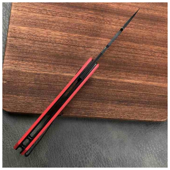 Couteau Kubey Avenger Red Lame Tanto Acier D2 Manche G10 IKBS Linerlock Clip KUB104D - Livraison Gratuite