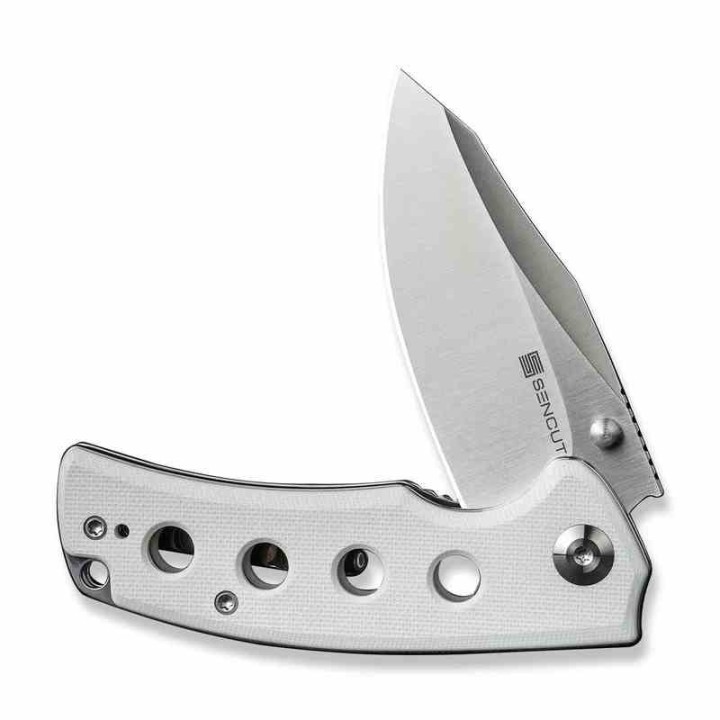 Couteau Sencut Excalis White G10 Lame Acier 9Cr18MoV Tanto Reverse Satin IKBS Liner Lock Clip S230682 - Livraison Gratuite