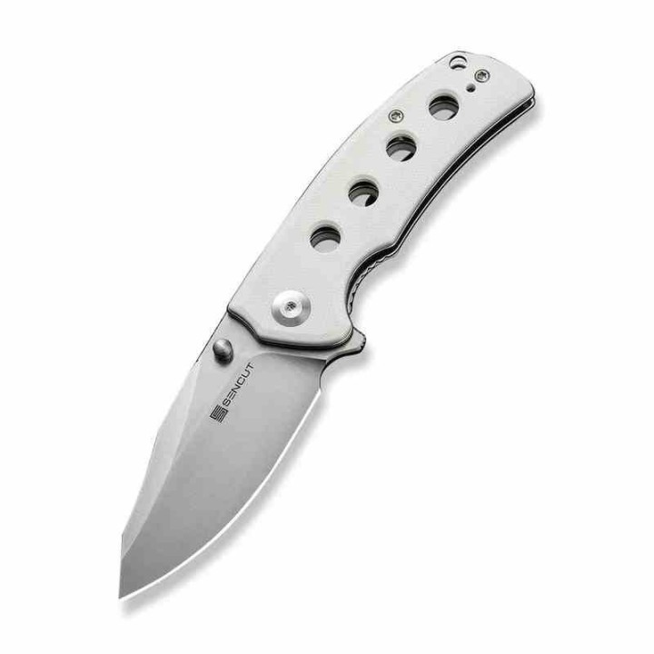 Couteau Sencut Excalis White G10 Lame Acier 9Cr18MoV Tanto Reverse Satin IKBS Liner Lock Clip S230682 - Livraison Gratuite